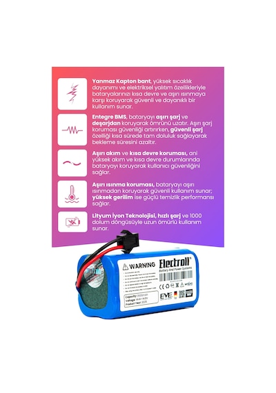 Tesvor T8 Uyumlu Batarya Maksimum Kapasite 3500mah Pil Robot Süpürge Bataryası