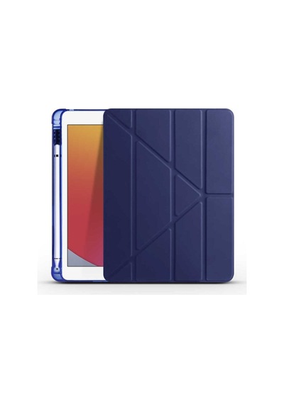 Apple Ipad 9.7" 2018 Kılıf Kalem Bölmeli Tri Folding Smart Katlanabilir Standlı 360 Tam Koruma Kapaklı Kılıf