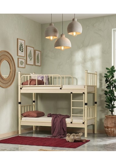 Missidea Profesyonel Yurt Tipi Metal Ranza Bej 90x190 Cm 90 X 190 CM
