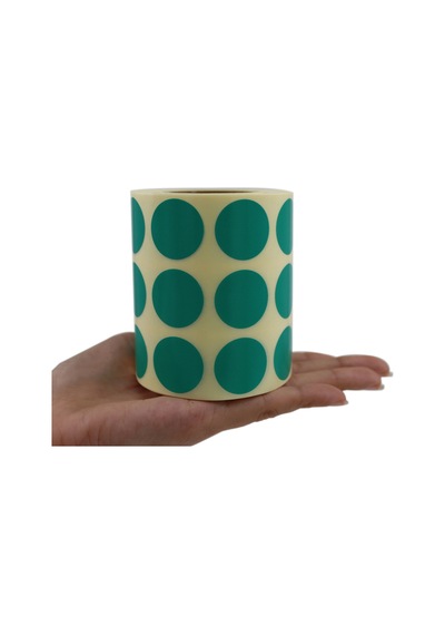 Renkli Kuşe Rulo Çap Etiketi 25mm X 25mm 2500 Adet Yan Yana 3 Lü