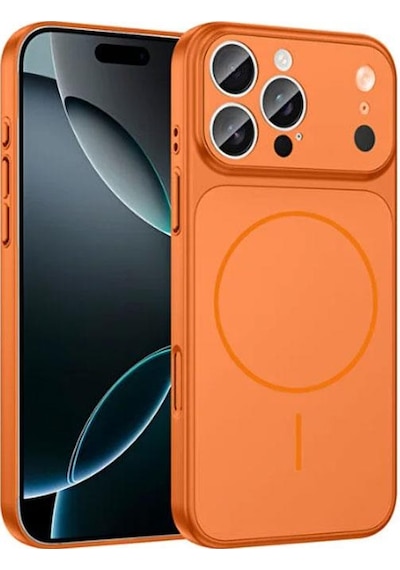 Mi7a Apple Uyumlu iPhone 15 Ag Glass Koruyucu Kılıf 17 Pro Max Görünümlü Turuncu