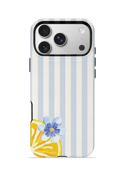 Apple iPhone Uyumlu 17 Pro Vorian Çift Katmanlı Magsafe Kılıf Blue Lemon Blossom