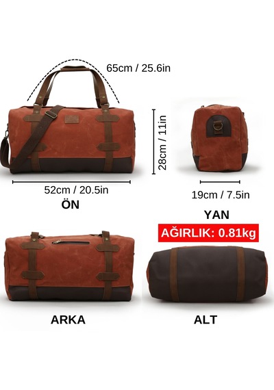 Dark Cotton 7104 Kiremit Seyahat Spor Suya Dayanıklı Kanvas Çanta