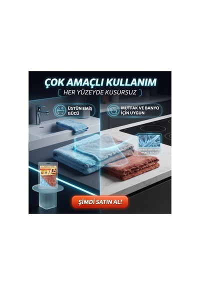 Çok Amaçlı 3'lü Temizlik Bezi Mikrofiberli Havlu Yüzey Yumuşak Dokulu 30x30 Mavi-kahve-gri