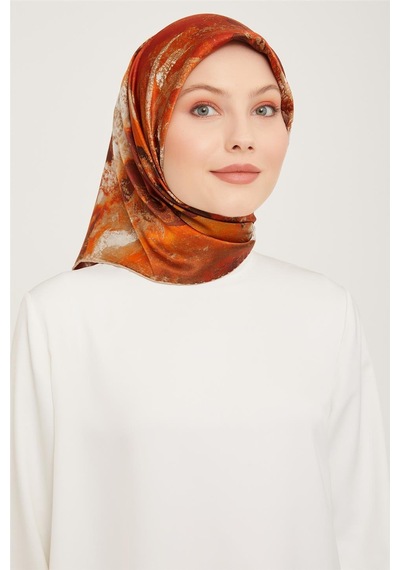 Armine Twill İpek Eşarp 23ka9015 07 - Turuncu