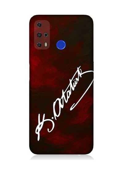 Reeder P13 Blue Max Pro Lite Uyumlu Atatürk İmzası Kırmızı Fon Desenli Silikon Kılıf Çok Renkli