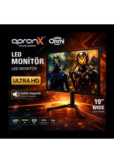 Apx-nws19 19 İnç Led Monitör Dahili Haporlör 900p Vga Hdmı Girişli