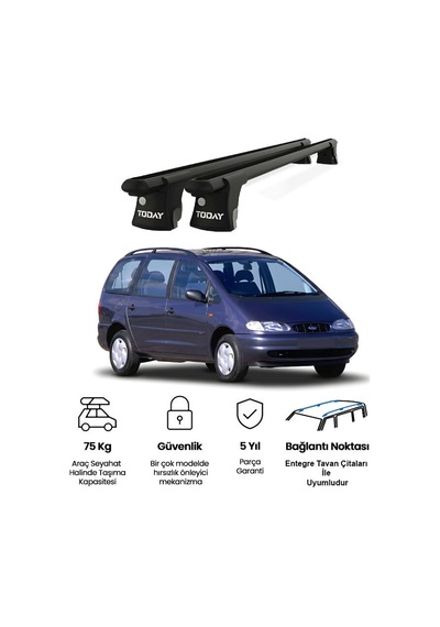 Trio-ı Ford Galaxy 1996-2000 Uyumlu Siyah Kilitli Ara Atkı 135cm Port Bagaj Tavan Barı