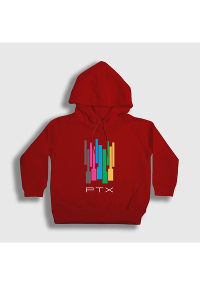 Presmono Unisex Çocuk Colors Pentatonix Kapüşonlu Sweatshirt Kırmızı