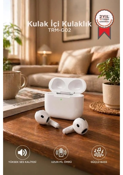Ses Aracı Taşınabilir Ürün Çalışma Aleti Bluetooth Kulaklık Kulak İçi Anc Trm-go2 Beyaz