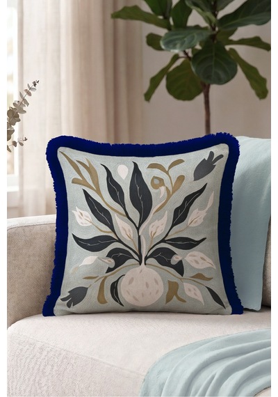 Botanik Çiçek Motifli Saçaklı Yastık Kılıfı - Boho Adaçayı Mavi Lacivert Püsküllü Kırlent Kılıfı Sessiz Atlas Opal Botanik Çiçek Motifli Saçaklı Yastık Kılıfı - Boho Adaçayı Mavi Lacivert Püsküllü Kırlent Kılıfı Sessiz Atlas Opal