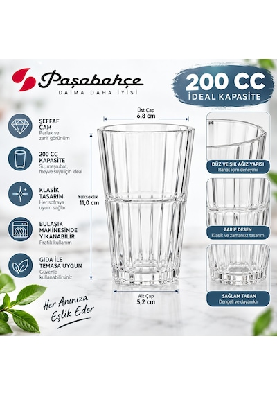 Paşabahçe 200 Cc Meşrubat Bardağı Şeffaf Cam Su Meyve Suyu Limonata Bardağı
