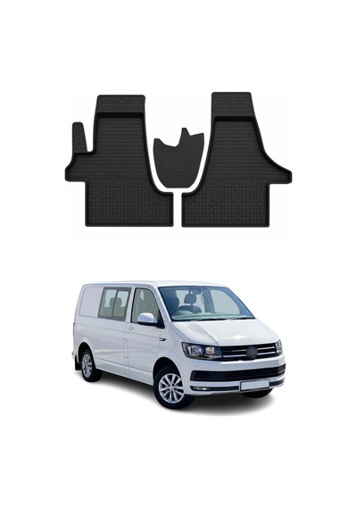 Volkswagen Transporter T6 2015-2019 Uyumlu 4d Havuzlu Paspas Kauçuk Siyah 3 Parça