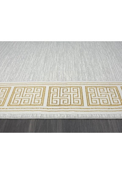 Zenith Zn002a Gri Halı Gold Kenar Çerçeveli Modern Parlak Yumuşak Kadife Ince Antialerjik Salon-641 Krem