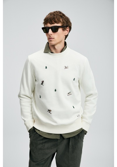 Lufian Noel Erkek Sweatshirt Kırık Beyaz Kırık Beyaz 112030188100510 Beyaz