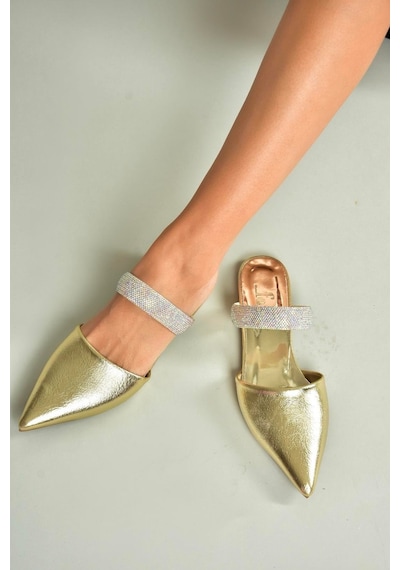 Fox Shoes U590491809 Altın Sivri Burunlu Kadın Terlik Altın-suni Deri Fox Shoes U590491809 Altın Sivri Burunlu Kadın Terlik Altın-suni Deri