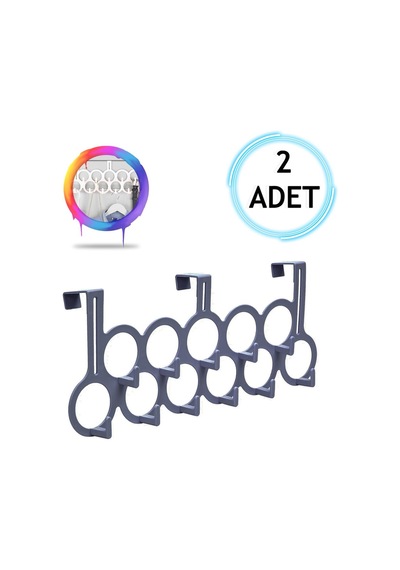 2 Adet Gri Gondol Kapı Arkası Askılık - Çok Amaçlı Kapı Arkası Askılığı Çok Renkli