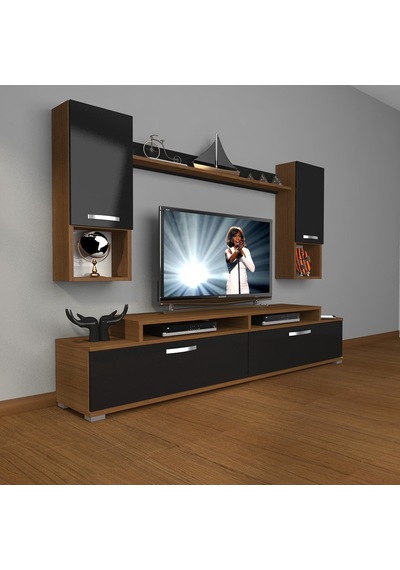 Decoraktiv Ekoflex 5da Slm Tv Ünitesi Tv Sehpası Ceviz - Siyah
