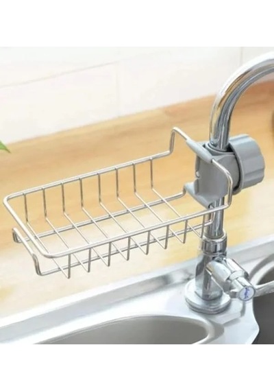 Musluk Üstü Tek Katlı Mutfak Ve Banyo Rafı - Sabun Ve Sünger Askısı 12 Izgara