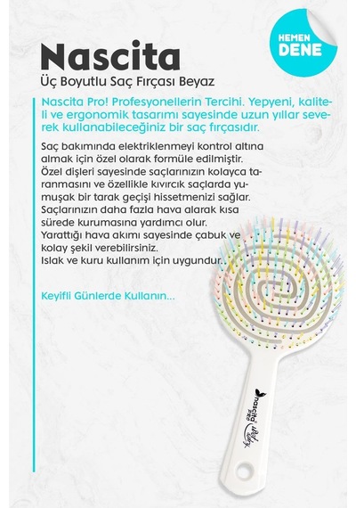 Professional Üç Boyutlu Saç Fırçası Beyaz
