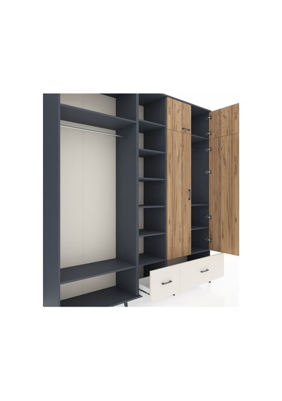 Hyperion Dolap 12 Raflı 2 Çekmeceli 2 Askılı 220x44x243 Antrasit-çam/aytaşı Çok Renkli Hyperion Dolap 12 Raflı 2 Çekmeceli 2 Askılı 220x44x243 Antrasit-çam/aytaşı Çok Renkli