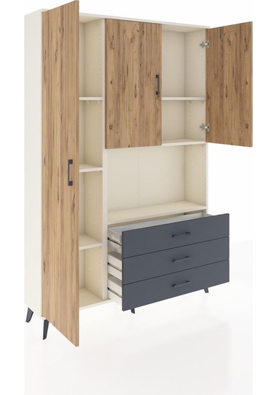 Arges Dolap 6 Raflı 3 Çekmeceli 3 Kapaklı 132x30x195 Aytaşı-çam/antrasit Atlas Çam/antrasıt Arges Dolap 6 Raflı 3 Çekmeceli 3 Kapaklı 132x30x195 Aytaşı-çam/antrasit Atlas Çam/antrasıt