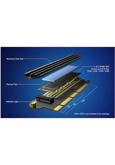 M.2 NVMe (M-Key) to PCI-E 4.0 X16 Soğutuculu Genişletme Kartı