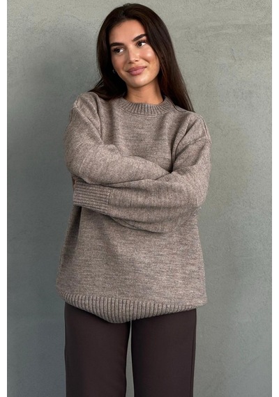 Madmext Vizon Bisiklet Yaka Oversize Uzun Kadın Triko Kazak Mg2890