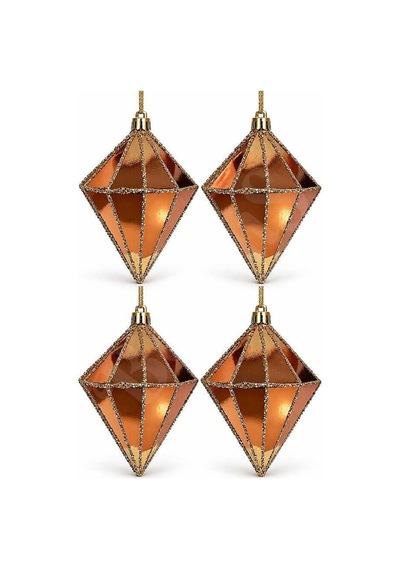 Yılbaşı Ağacı Süsü Kahverengi-gold Elmas 12 Cm 4lü Diğer