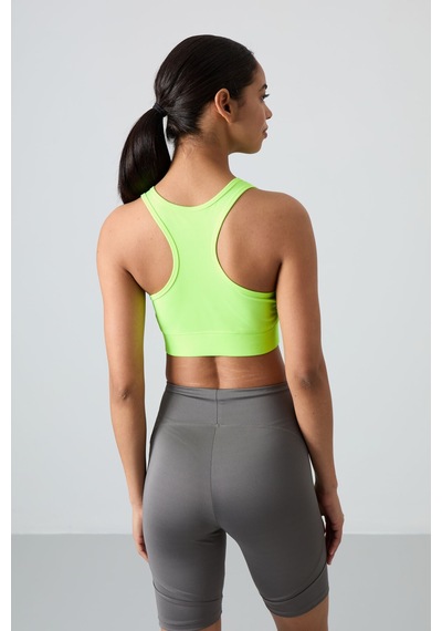 Tommy Life Neon Sarı Sırt Detaylı Dar Kalıp U Yaka Kadın Spor Büstiyer - 97120 Neon Sarı