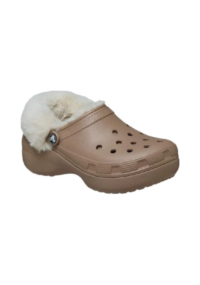 Crocs Classic Platform Fuzz Lined Clog Kadın Terlik 212854 Kahverengi