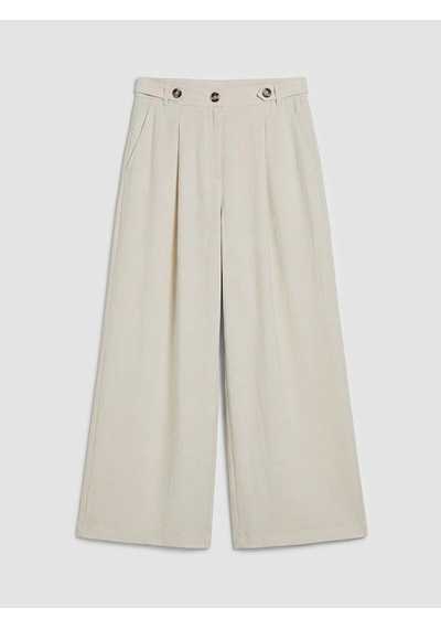 Lcwaıkıkı Classic Bej Loose Fit Kadın Pileli Kumaş Pantolon