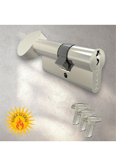 Bilyalı Mandallı Barel 68mm Saten 3 Anahtarlı Yuma Kilit Göbeği Nikel