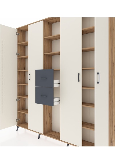 Arges Dolap 15 Raflı 2 Çekmeceli 4 Kapaklı 220x30x243 Çam-aytaşı/antrasit Aytası/antrasıt Arges Dolap 15 Raflı 2 Çekmeceli 4 Kapaklı 220x30x243 Çam-aytaşı/antrasit Aytası/antrasıt
