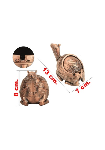 Lüks İşlemeli Metal Deve Biblo Tütsülük Rüzgar Geçirmez Küllük Çok Fonksiyonlu Dekoratif Obje 13 Cm. 03437991