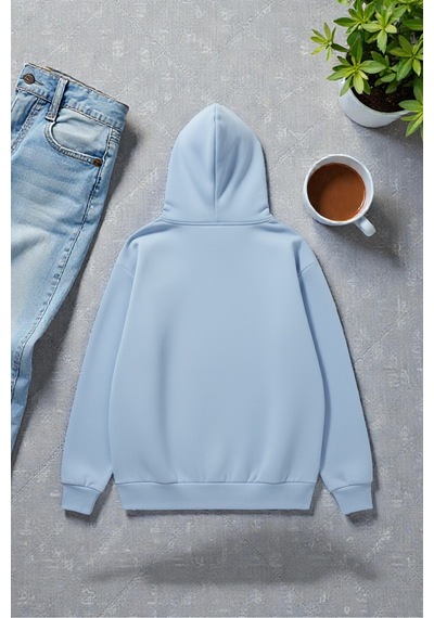 Uyguntarz Unisex Future Baskılı Oversize Sweatshirt Bebe Mavisi