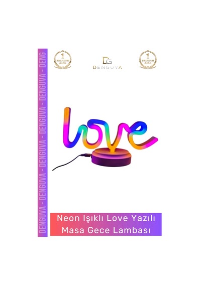 Gecelambası Tasarım Neon Led Dekoratif Hediyelik Modern Şık Estetik Love Yazılı Masa Gece Lambası Çok Renkli
