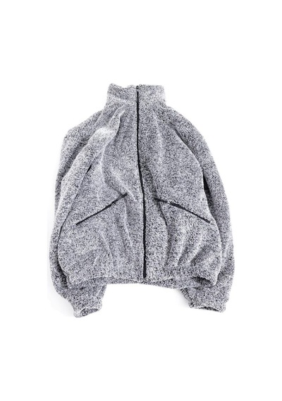 Kadın Oversize Peluş, Polar, Fermuarlı, Teddy Dik Yaka, Sıcak Tutucu Yumuşak Kışlık Ceket Gri