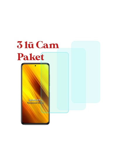 Poco X3 Uyumlu Temperli Kırılmaz Cam Ekran Koruyucu 3 Lü Set