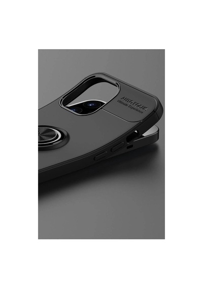 İphone 12 Pro Max Kılıf Range Yüzüklü Silikon - Siyah-kırmızı