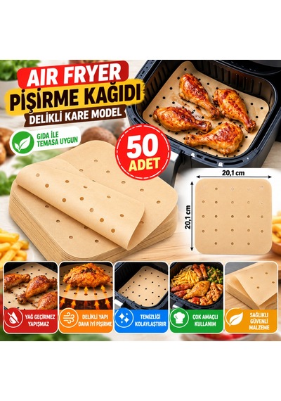 50 Adet Air Fryer Pişirme Kağıdı Tek Kullanımlık Hava Fritöz Yapışmaz Yağlı Kağıt Delikli Model Aklby-bsva5 Diğer