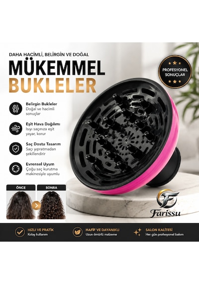 Evrensel Saç Kurutma Makinesi Difüzör Başlığı 4.5-4.9 Cm Bukle Belirginleştirici