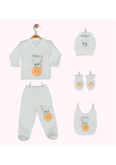 Pia Baby Gl 1932-05 İsme Özel Beşli Zıbın Set Krem