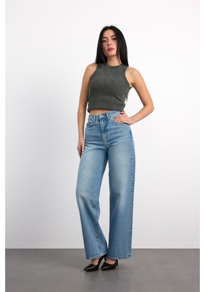 Vigoss Kadın Denim Pantolon 24294-73295 Mavi - Siyah