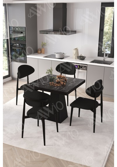 Avvio Elite Siyah Polo Metal Sandalye 90x90 Kare Yemek Masası Mutfak Masası Masa Sandalye Takımı Siyah Mermer Avvio Elite Siyah Polo Metal Sandalye 90x90 Kare Yemek Masası Mutfak Masası Masa Sandalye Takımı Siyah Mermer