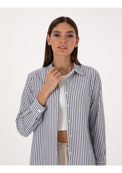 Pierre Cardin Kadın Lacivert Gömlek Desenli 50318226-vr033 Lacivert