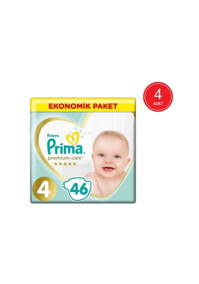 Prima Bebek Bezi Premium Care 4 Beden Ekonomik Paket 4 x 46 184 Adet 4'lü