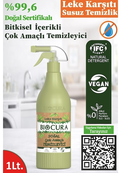 Biocura Doğal Sertifikalı Leke Çıkarıcı Bitkisel İçerikli Çok Amaçlı Temizleyici 1 L