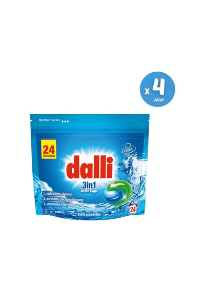 Dalli Etkili Leke Çıkarıcı Kapsül Çamaşır Deterjanı 3'ü 1 Arada 96 Yıkama 1 Koli/4 Adet Set
