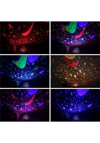 Çocuk Odası Gece Lambası Mavi Dönen Projeksiyon Gece Lambası